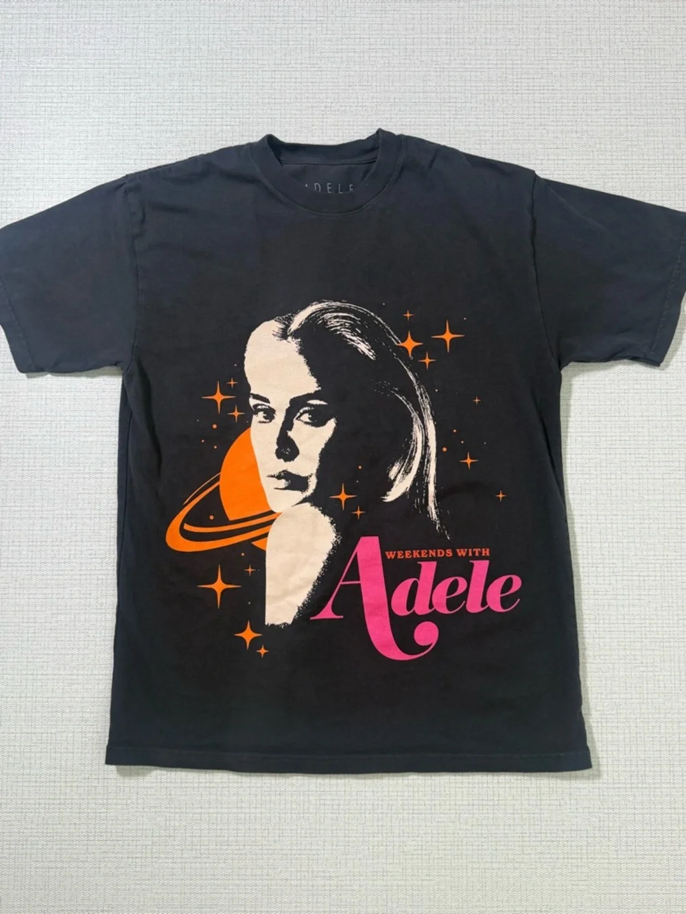 Weekends With Adele Graphic Tee - Black with Pink & Orange Print - Picture 2 of 4